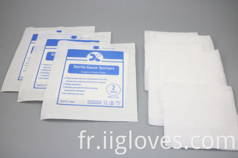 Fournitures à l'hôpital hémostatique médical respirant stérile stérile 10x10cm de gaze non stérile